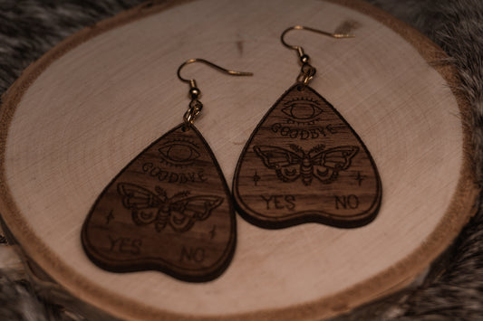 Moth Planchette Wooden Earrings